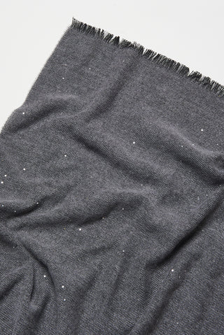 Wool and cotton jacquard stole with sequins