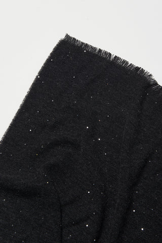 Wool and cotton jacquard stole with sequins