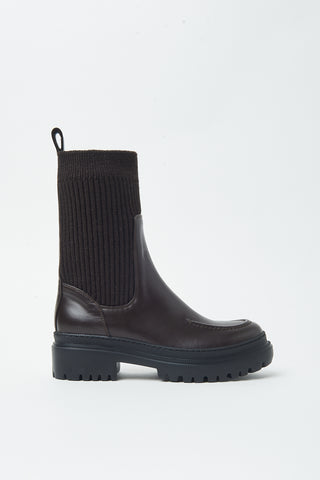 Knitwear and leather boots