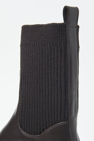 Knitwear and leather boots