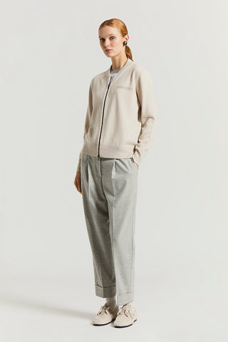 Cardigan con zip in lana seta cashmere
