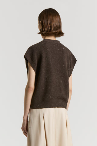 Sleeveless rib-knit cardigan