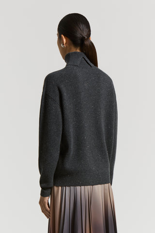 Turtleneck wool, silk and cashmere sweater