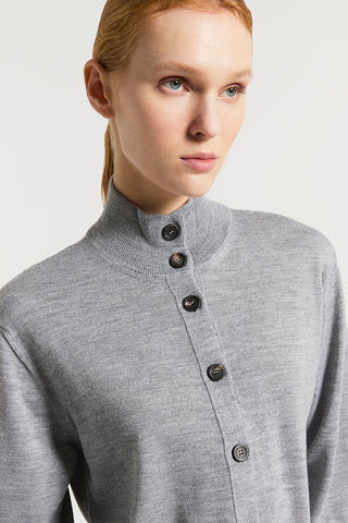 Cardigan con bottoni e lurex in lana e viscosa