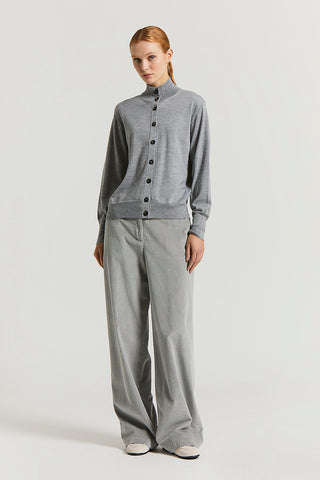 Cardigan con bottoni e lurex in lana e viscosa