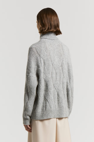 Alpaca cable-knit sweater with sequins