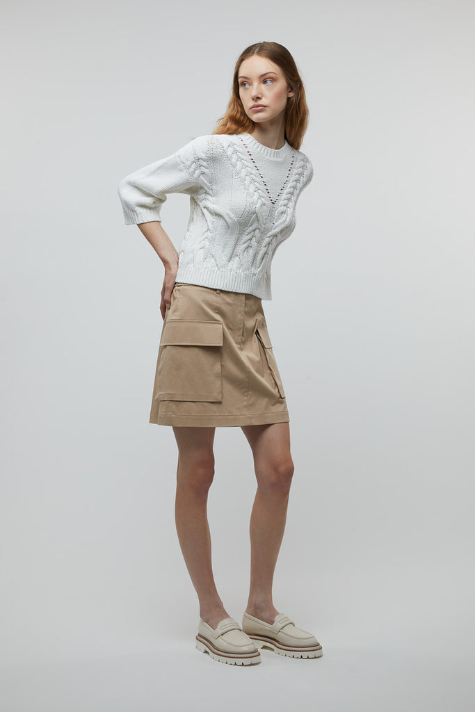 Skirt in light brushed cotton gabardine  
