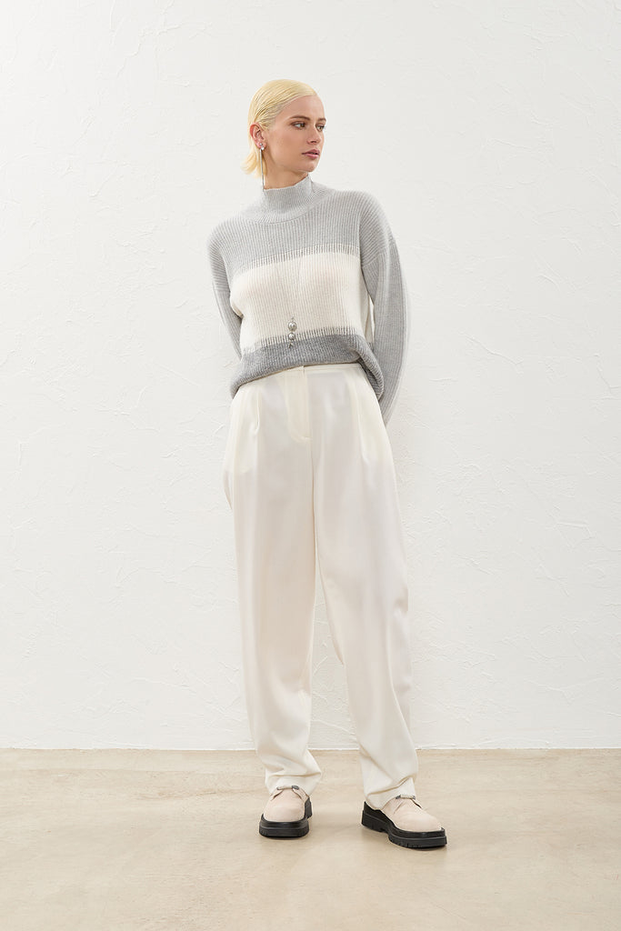 Comfort wool twill pleated trousers  