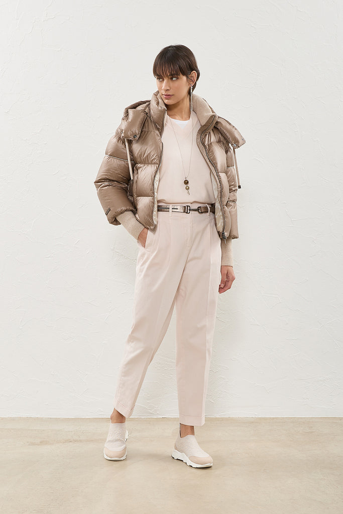 Down-filled nylon cropped jacket  