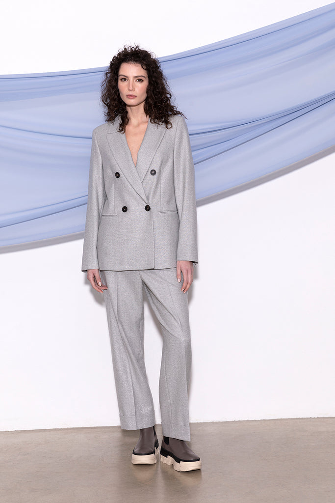 Wool and lurex flannel trousers  