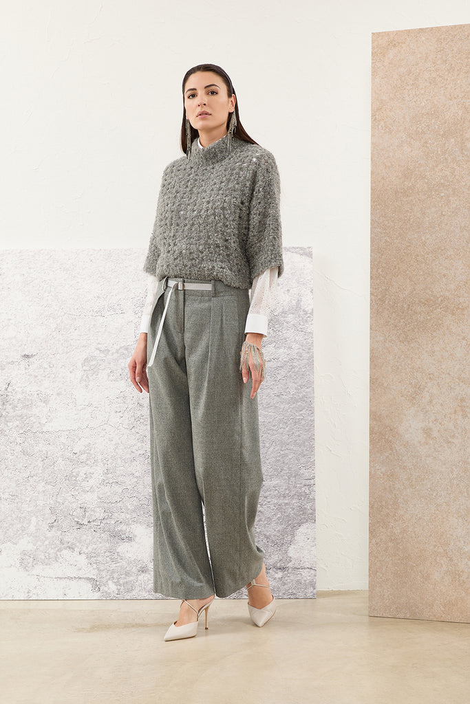 Stretch wool and cashmere flannel palazzo trousers  