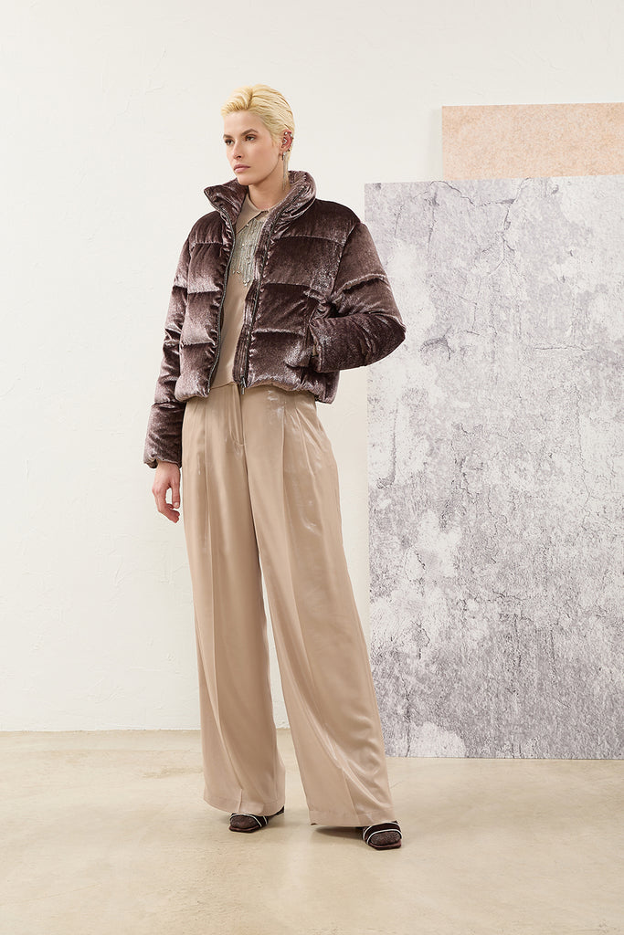 Laminated georgette trousers  