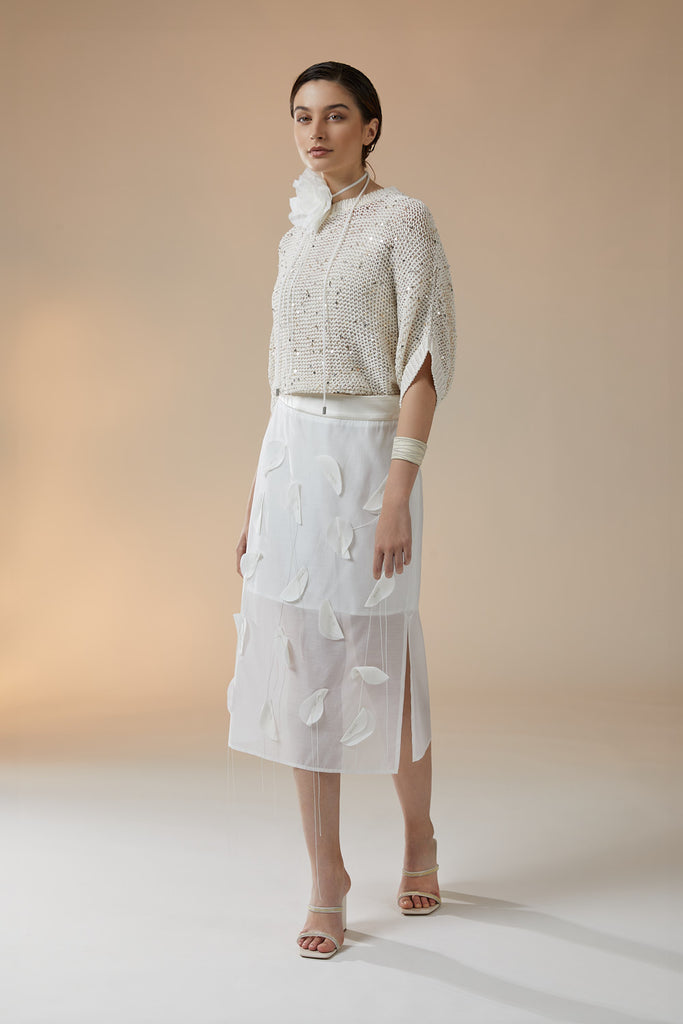 Long cotton and silk organza skirt  