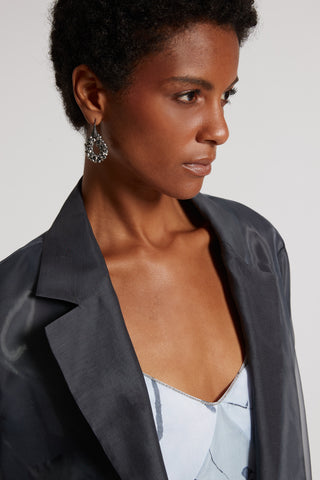 Single-breasted blazer in silk, cotton and organza