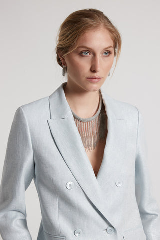 Linen cotton Lurex double-breasted blazer