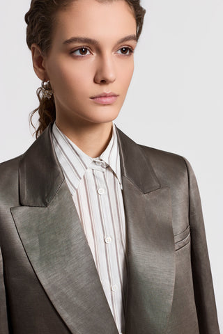 Glazed linen-blend blazer