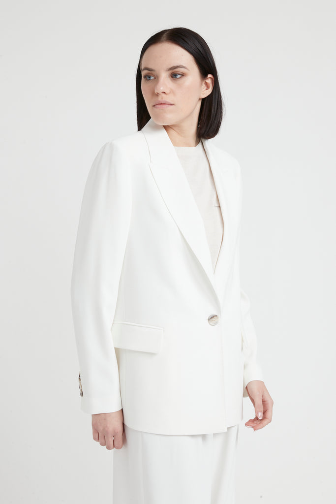 Single-breasted blazer in flowing cady crepe  