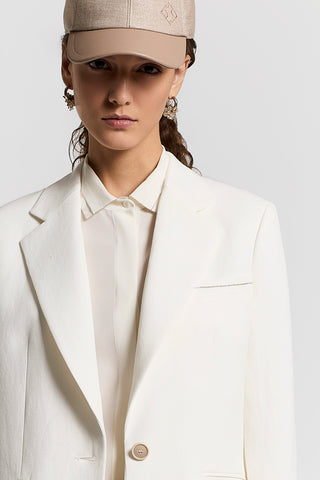 Single-breasted linen and viscose blazer