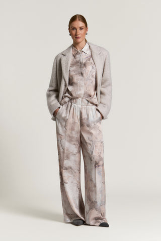 Blazer monopetto in bouclé cardato misto mohair
