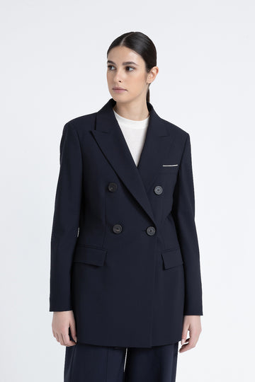 Double-breasted blazer in technical wool  