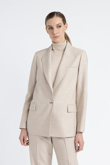 Loro Piana single-breasted comfort wool jaspé blazer  
