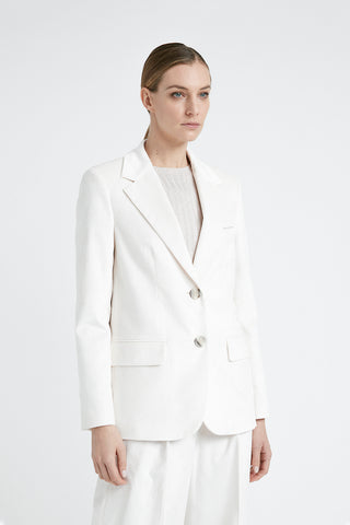 Single-breasted thin-rib cotton and viscose velvet blazer  