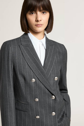 Wool pinstripe double-breasted blazer