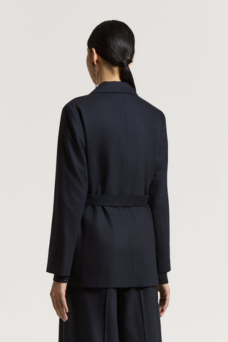 Wool and cashmere blazer with belt