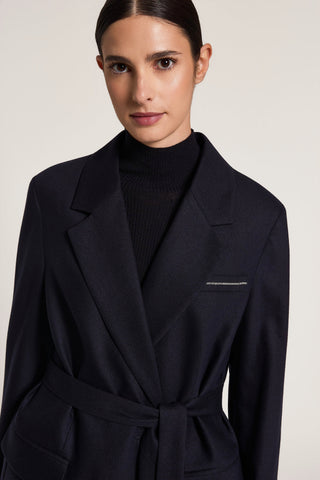 Blazer con cintura in lana e cashmere