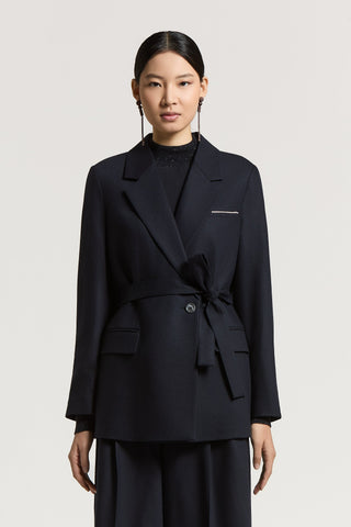 Wool and cashmere blazer with belt
