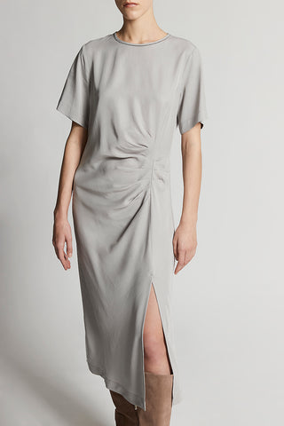 Fluid peach-finish twill dress