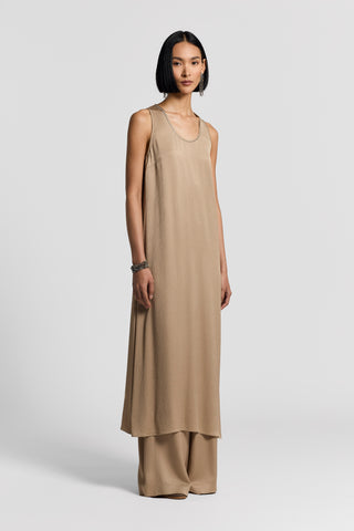 Long fluid hammered satin dress