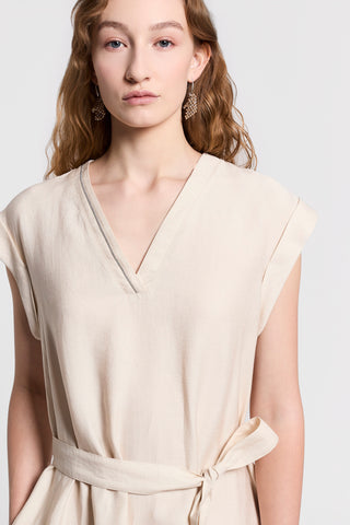 Fluid viscose linen twill dress