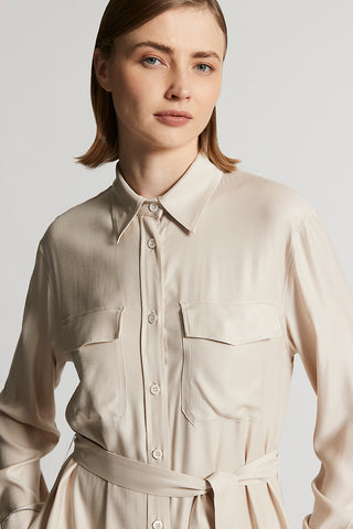 Stretch viscose and wool twill dress