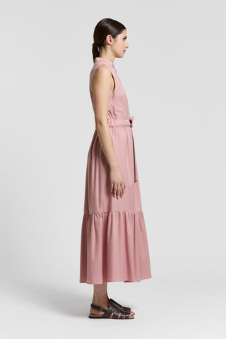 Abito in cotone con collo alla coreana