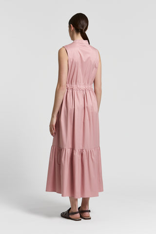 Abito in cotone con collo alla coreana