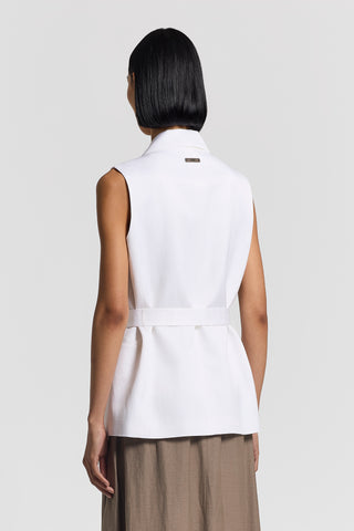 Linen viscose twill blazer with belt