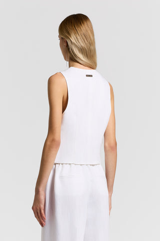 Herringbone viscose linen vest