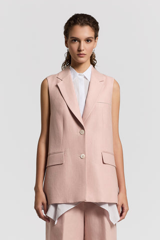 Single-breasted pure linen gabardine blazer