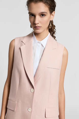 Single-breasted pure linen gabardine blazer