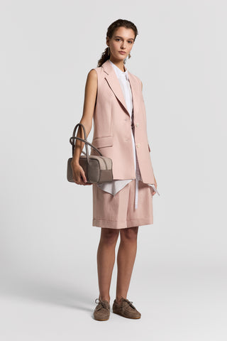 Single-breasted pure linen gabardine blazer