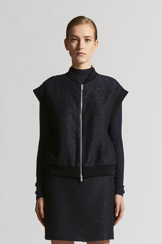 Embroidered organza vest with micro-sequins