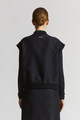 Embroidered organza vest with micro-sequins