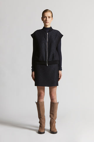 Embroidered organza vest with micro-sequins