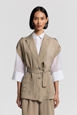 Blazer cinturato in organza