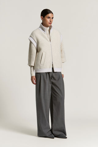 Gilet in lana, baby alpaca bouclé e paillettes