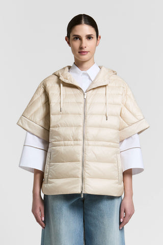 Lightweight bi-material down jacket