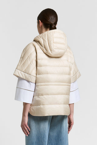 Lightweight bi-material down jacket