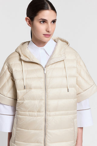 Lightweight bi-material down jacket