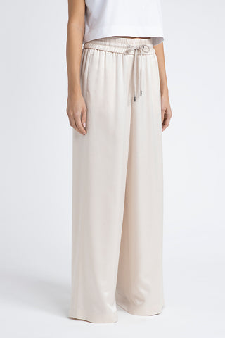 Semi-gloss wool and viscose wide trousers  